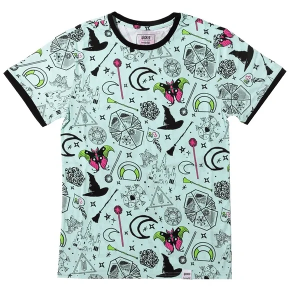 Loungefly WICKED Unisex Ringer Graphic Tee Shirt Size S 2X 3X NWT Elphaba Glinda - Picture 2 of 10